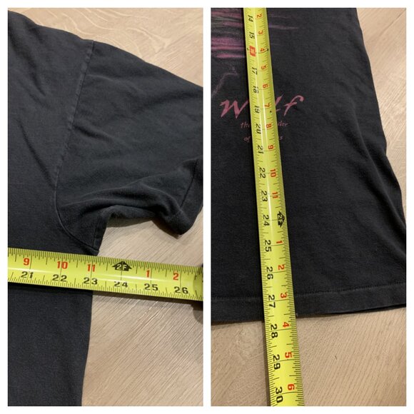 Vintage 90s Wolf Nature Tee Hanes Beefy T-Shirt Black Single Stitch Men's XL - Picture 8 of 8